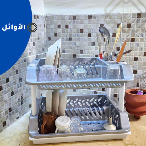 ⁦رف تجفيف الأطباق ذو طبقتين⁩ - الصورة ⁦2⁩