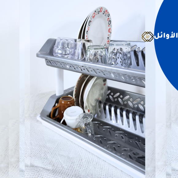 ⁦رف تجفيف الأطباق ذو طبقتين⁩ - الصورة ⁦4⁩
