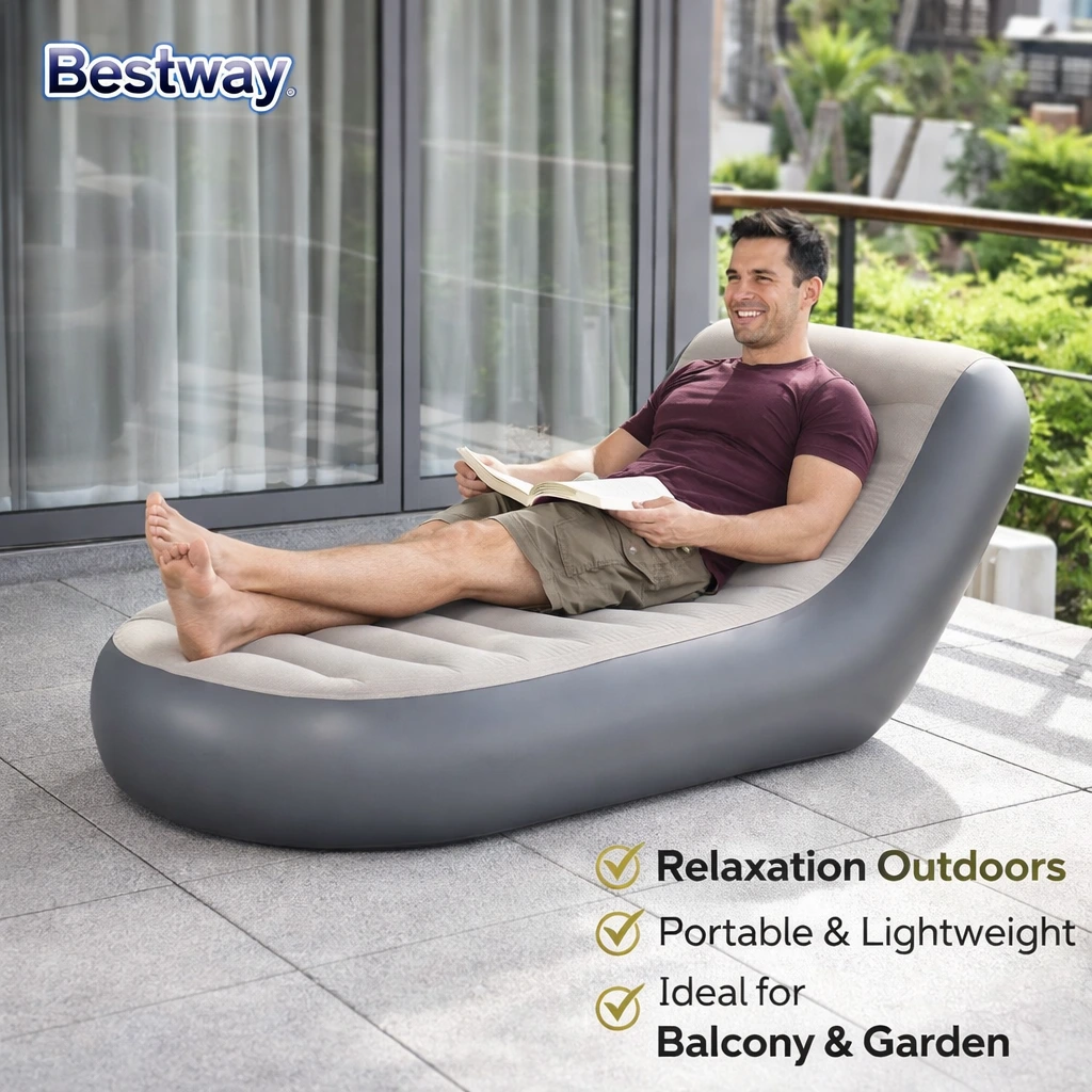 Détente en extérieur sur chaise gonflable